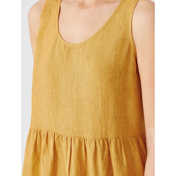 Eileen Fisher Washed Organic Linen Delave Tiered Midi Dress Women’s Size XL - Picture 3 of 11